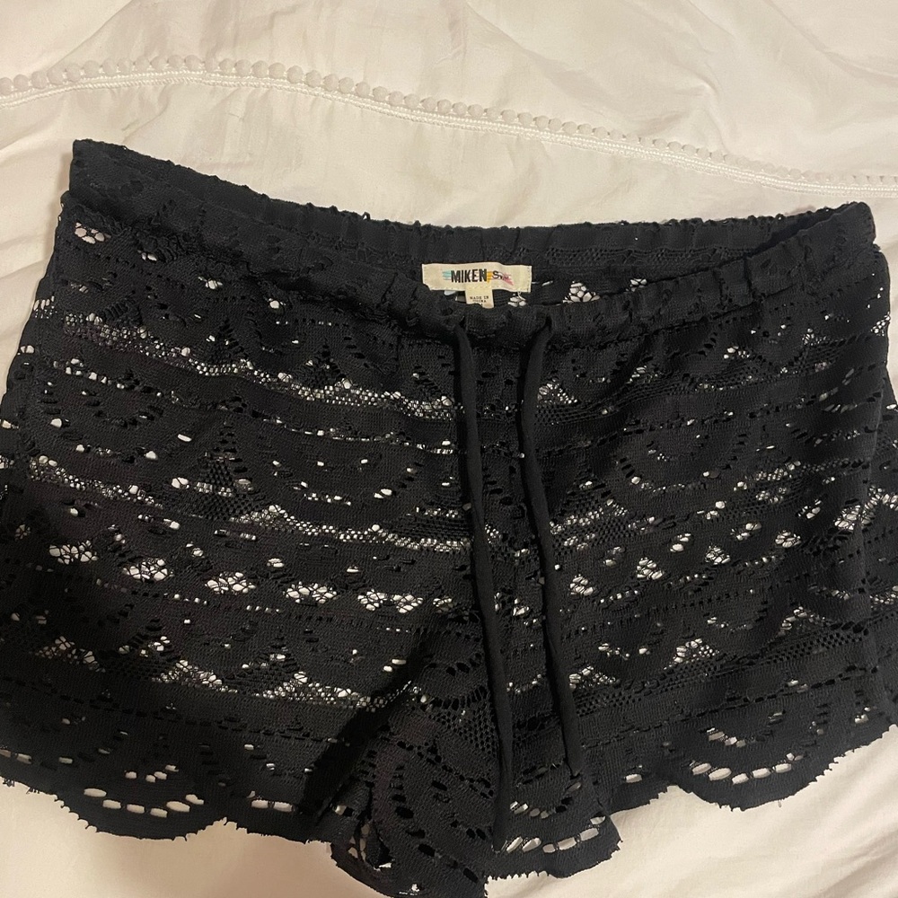 Miken Black Lace Cover Up Shorts
